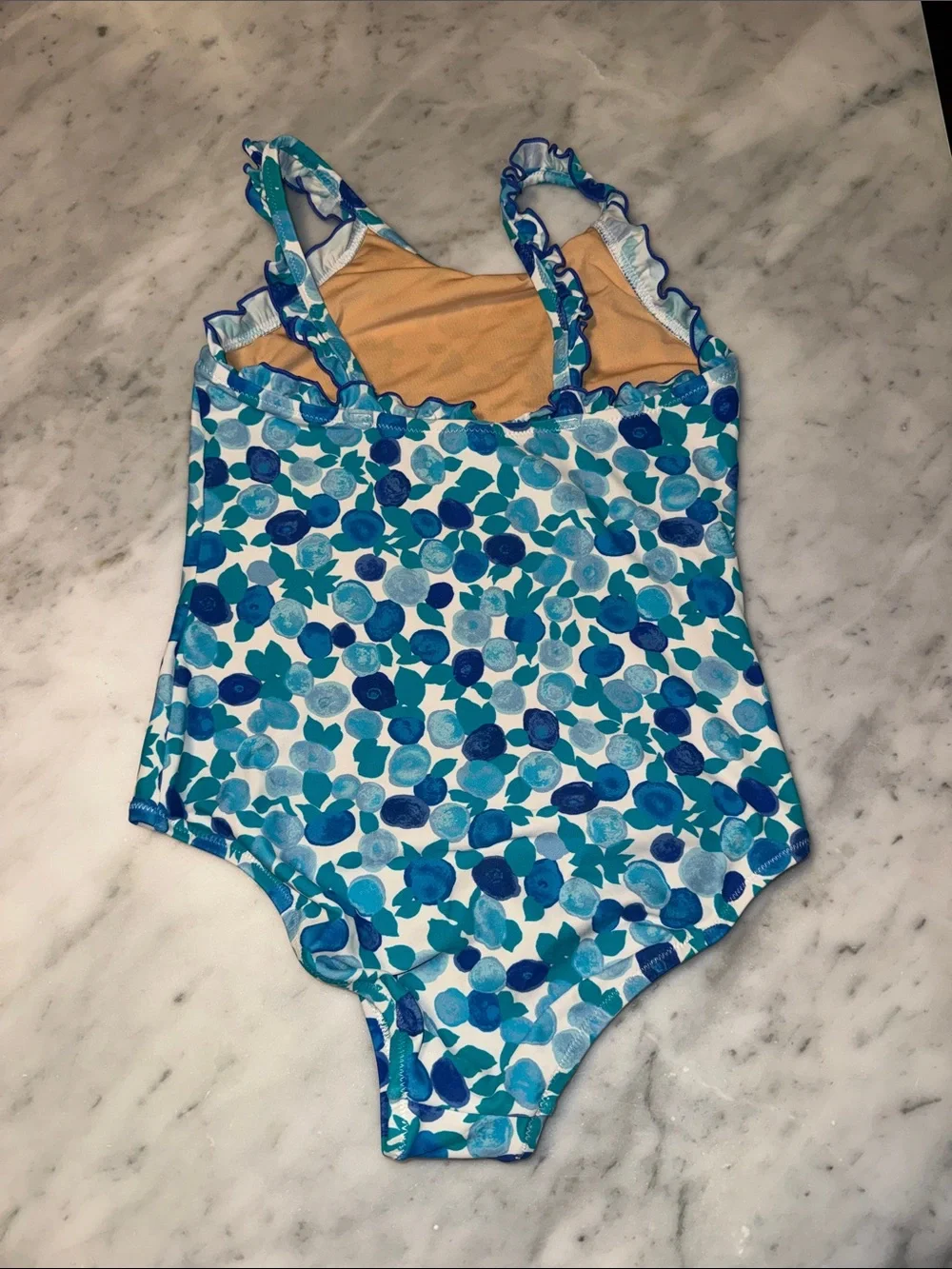 Crewcuts Girls' Floral Dot One-Piece in Blue & Teal